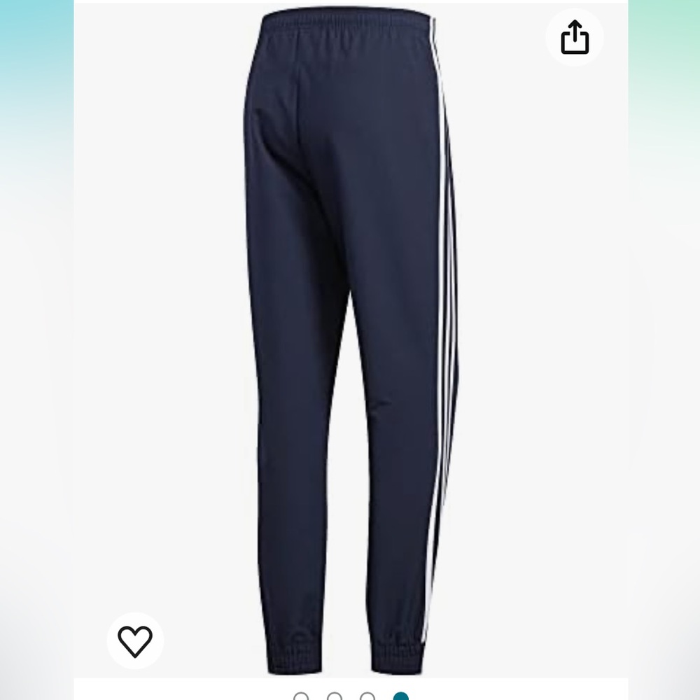Adidas Men’s 3 stripe woven navy Joggers, Size M